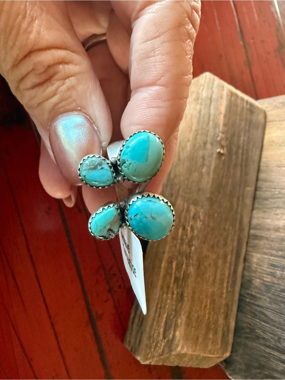925 Sterling Silver Mojave Turquoise Butterfly Adjustable Ring